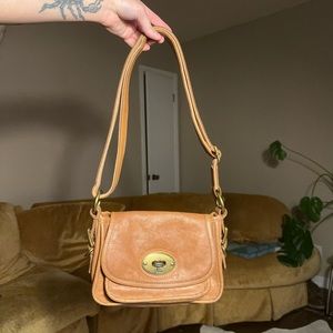 Brown Leather Fossil Mini Crossbody Shoulder Bag